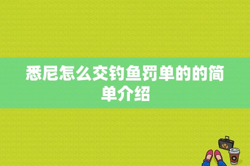 悉尼怎么交钓鱼罚单的的简单介绍